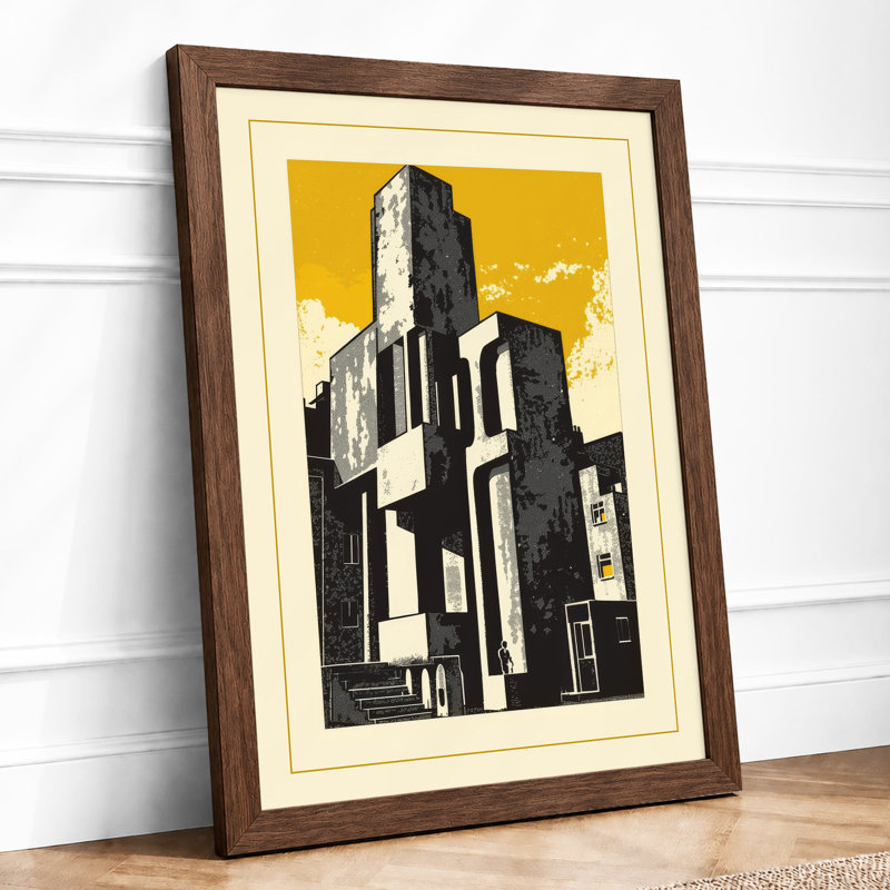 Expressionist Building Industrial - Framed Print, Walnut, A4 - 29.7 x 21.0 cm
