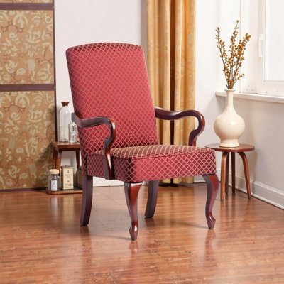 Fauteuil d'appoint à haut dossier DeLaney - structure en bois massif et tissu moelleux confortable