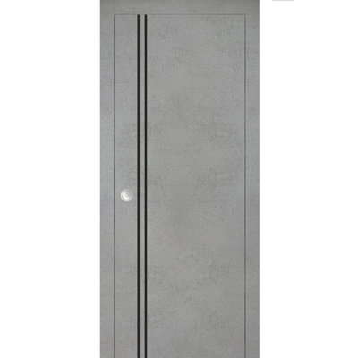 Porte coulissante avec ensemble de garnitures gris mat Planum 0016, quincaillerie et rails en bois massif pour chambre à coucher, portes robustes - 71 cm x 203 cm
