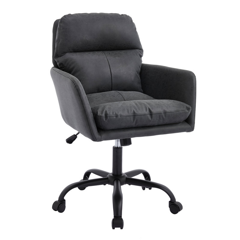 Cuir artificiel, similicuir, base noire, hauteur réglable, convient au bureau, à la chambre à coucher, à la coiffeuse et à d'autres environnements. Une chaise de bureau. Noir