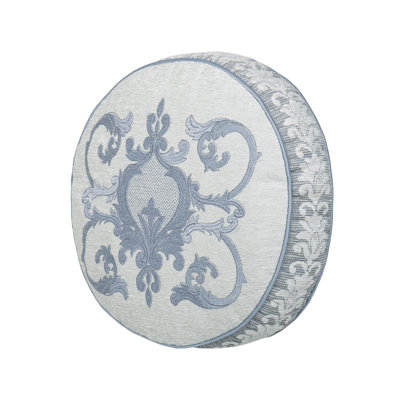 QUEENSBURY - STEEL BLUE ROUND DECORATIVE THROW PILLOW