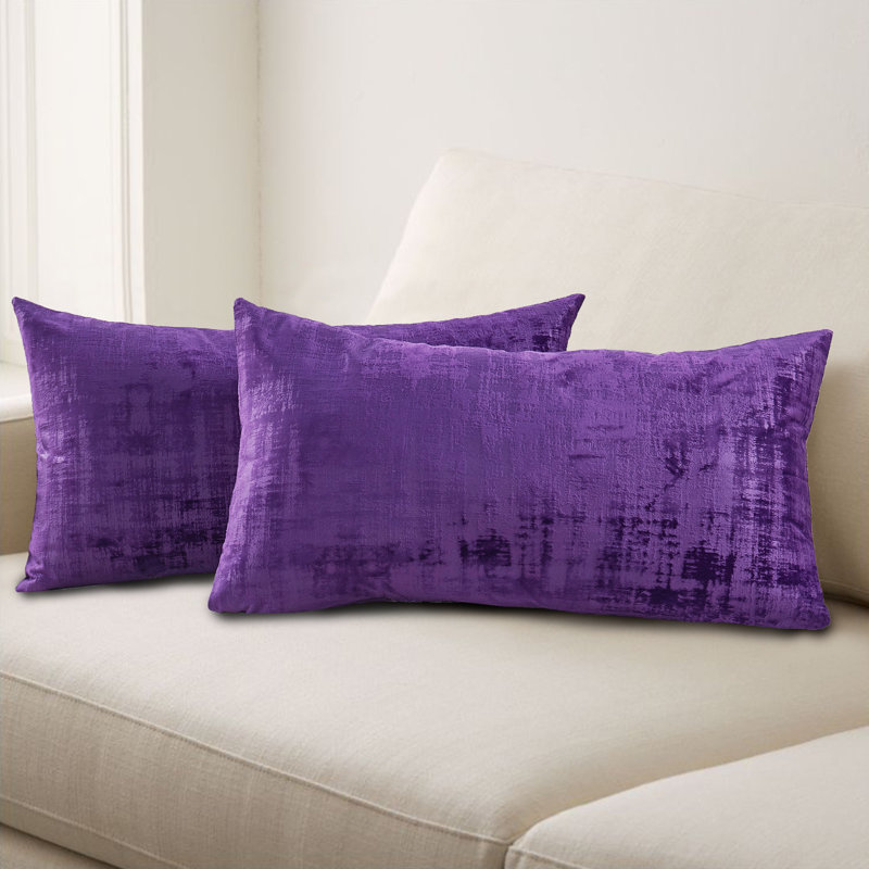 Housse de coussin rectangulaire en velours texturé, Pourpre impérial