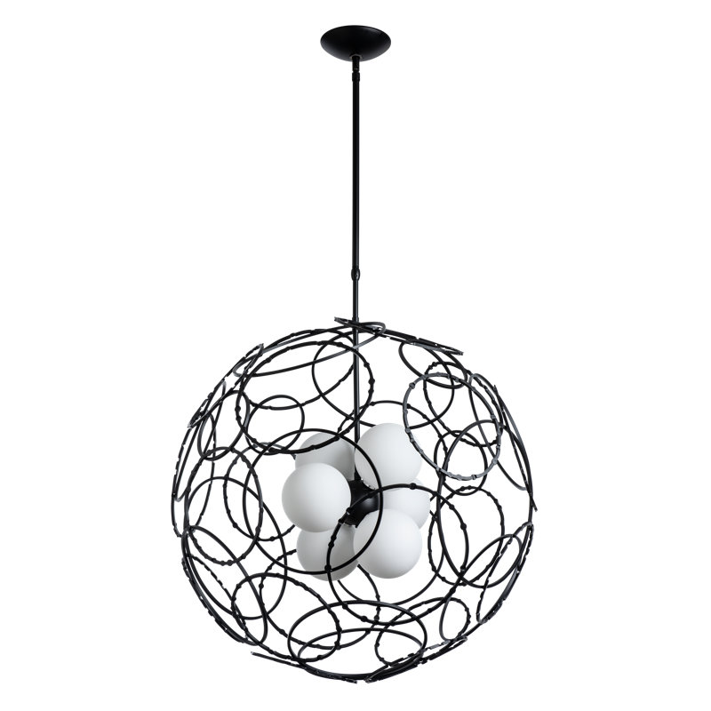Olympus 6 - Light Unique/Statement Globe Chandelier, 54.6" H x 31" W x 31" D, Black