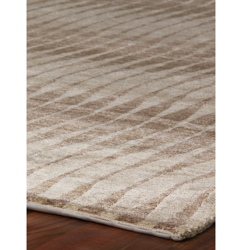 Abstract Area Rug in Ivory/Brown, Rectangle 12' x 15'