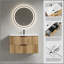 Meuble-lavabo mural 36 po avec panneau cannelé 3D et lavabo intégré en céramique
