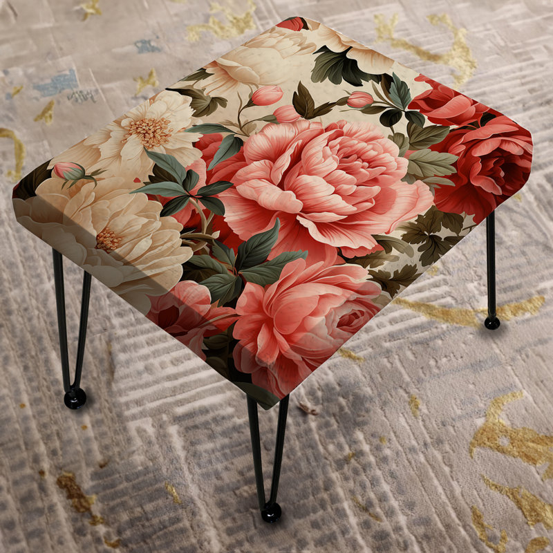Motif floral rétro rose II - repose-pieds rectangulaire floral