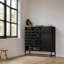 Armoire de style campagnard 44,3 po avec rangement, console de bar avec rangement, armoire de rangement rustique avec portes en treillis arquées et tiroir - pour le salon, la cuisine, le vestibule rétro-954350559