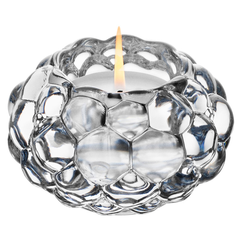 Petite votive framboise en cristal, H 2,12 po x l 3,62 po x P 3,62 po