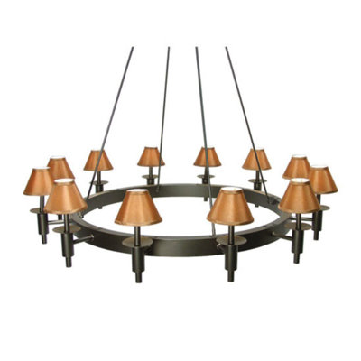 Lustre en roue de chariot unique et remarquable à 12 lumières Calais