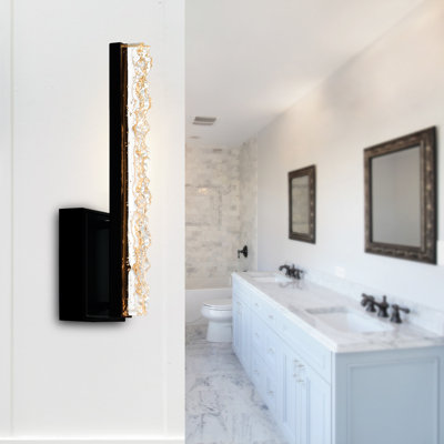Integrated LED 5" Black Modern Wall Light with Handmade Textured Glass for Living Room Hallways Entryway Bedroom
