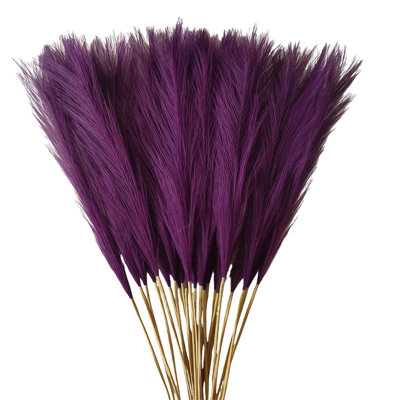 25 pièces de fausse herbe de pampas, 21,65 po / 55 cm d'herbe de pampas artificielle, arrangement de fleurs d'herbe pompeuse pour un vase de décoration bohème, salon, décoration de mariage, décorations de Noël, fête des mères, Saint-Valentin, décoration d'anniversaire
