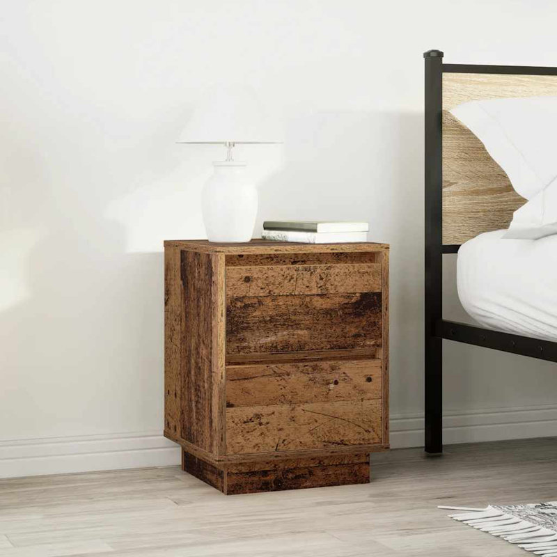 Darlisha 38cm W Manufactured Wood Bedside Table, Old Wood, 2