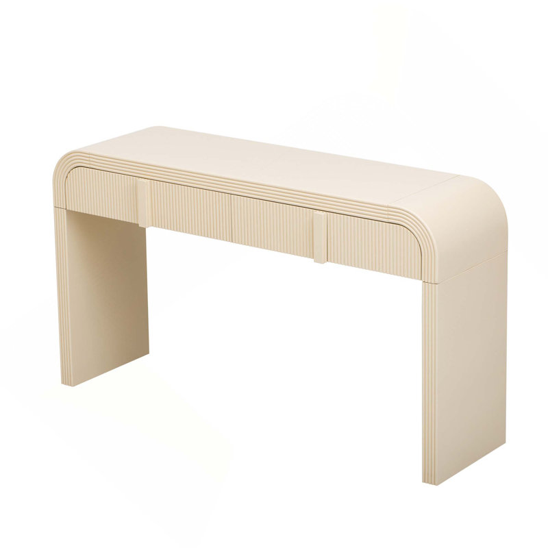 Console d'entrée avec tiroirs cannelés Codel, Crème abricot