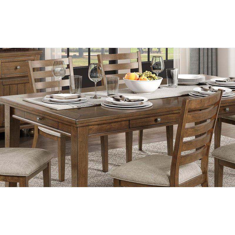 Ensemble de table de salle à manger 7 pièces en bois rembourré brun