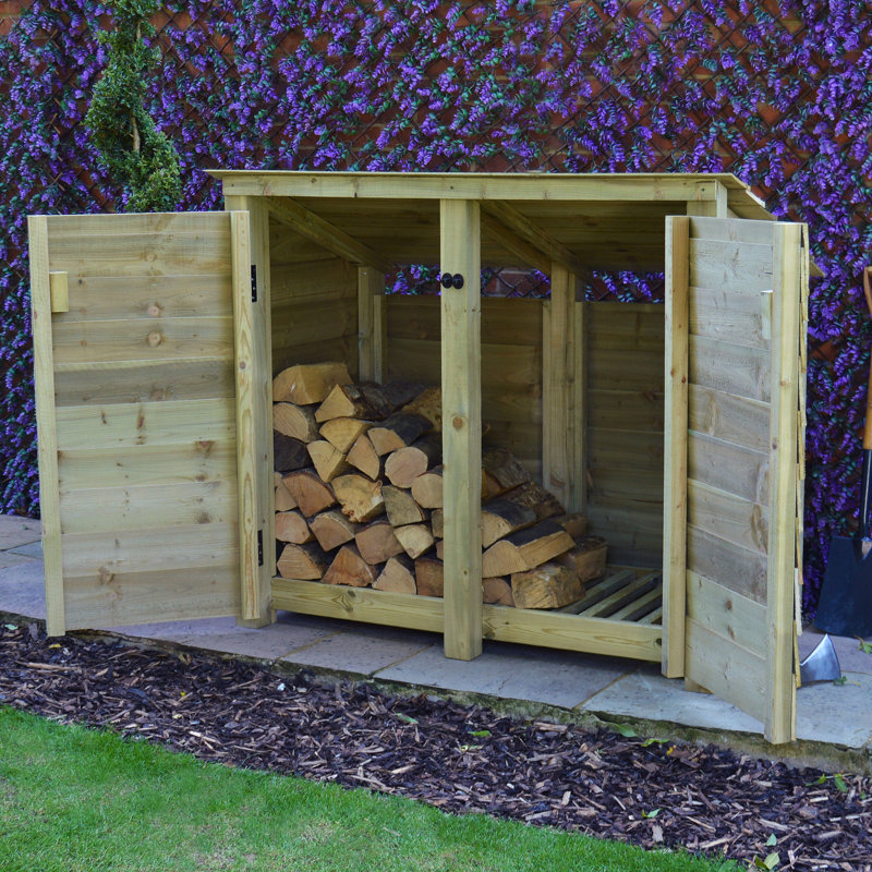 Tangier 150cm W x 74.5cm D Solid Wood Log Store, Light Green