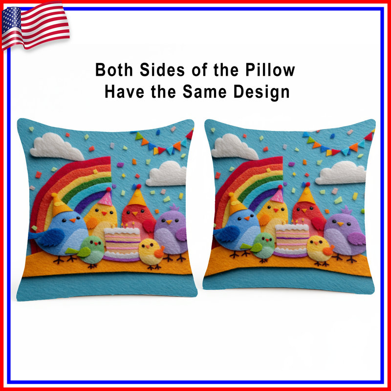 Colorful Birds Party Double Sided Throw Pillows, 26 x 26 inches