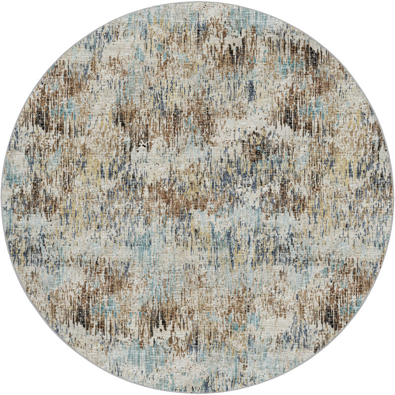 Premium Machine Washable Dream Shag ADS66 Soft Abstract Rug, 8' Round, Moody