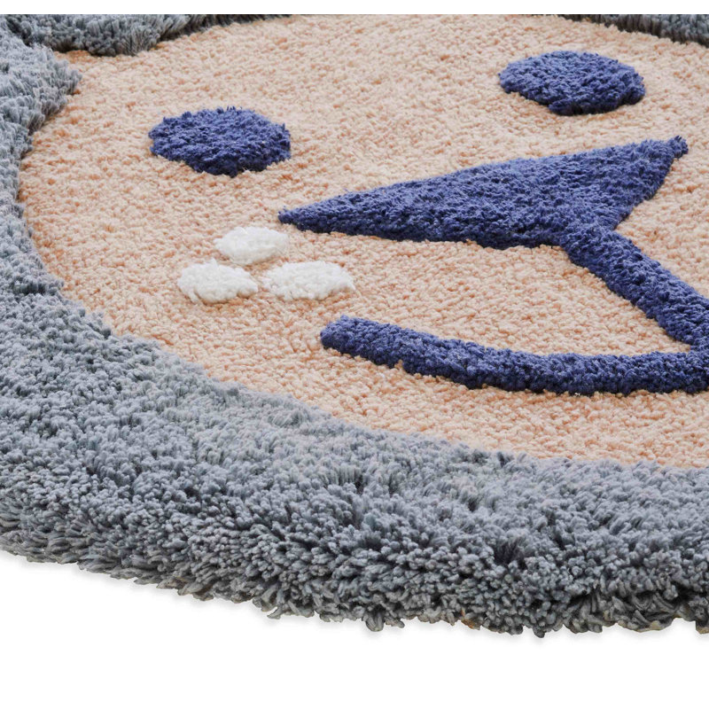 Sunbriar Cotton Blend Non-Slip Bath Rug, Blue Sienna