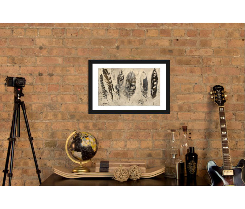 " Quill " by Julian Spencer, 16" H x 24" W x 1" D, Black Framed Paper