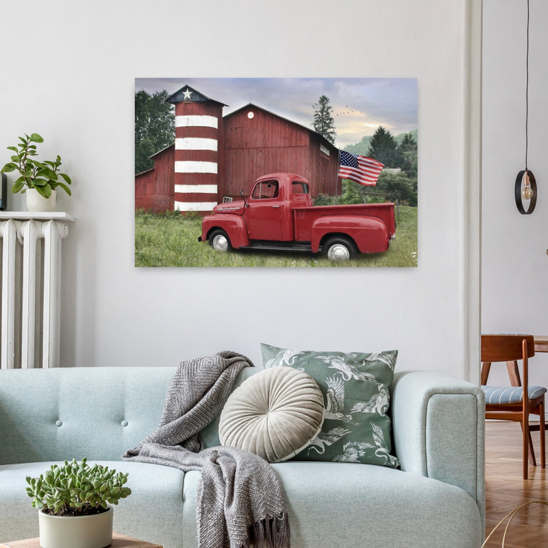 «Patriotic Farm Abstract Contemporary Landscape Art», H 24 po x l 36 po