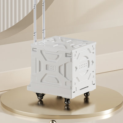 Chariot utilitaire pliant, chariot à roulettes portatif, pliable, avec couvercle, roues pivotantes à 360 ° pour les bagages de bureau d'épicerie
