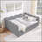 Queen Size Cozy Gingham Daybed with Two Storage Drawers, with USB Port and Adorable Wave Shaped, Linen Fabric-961533098