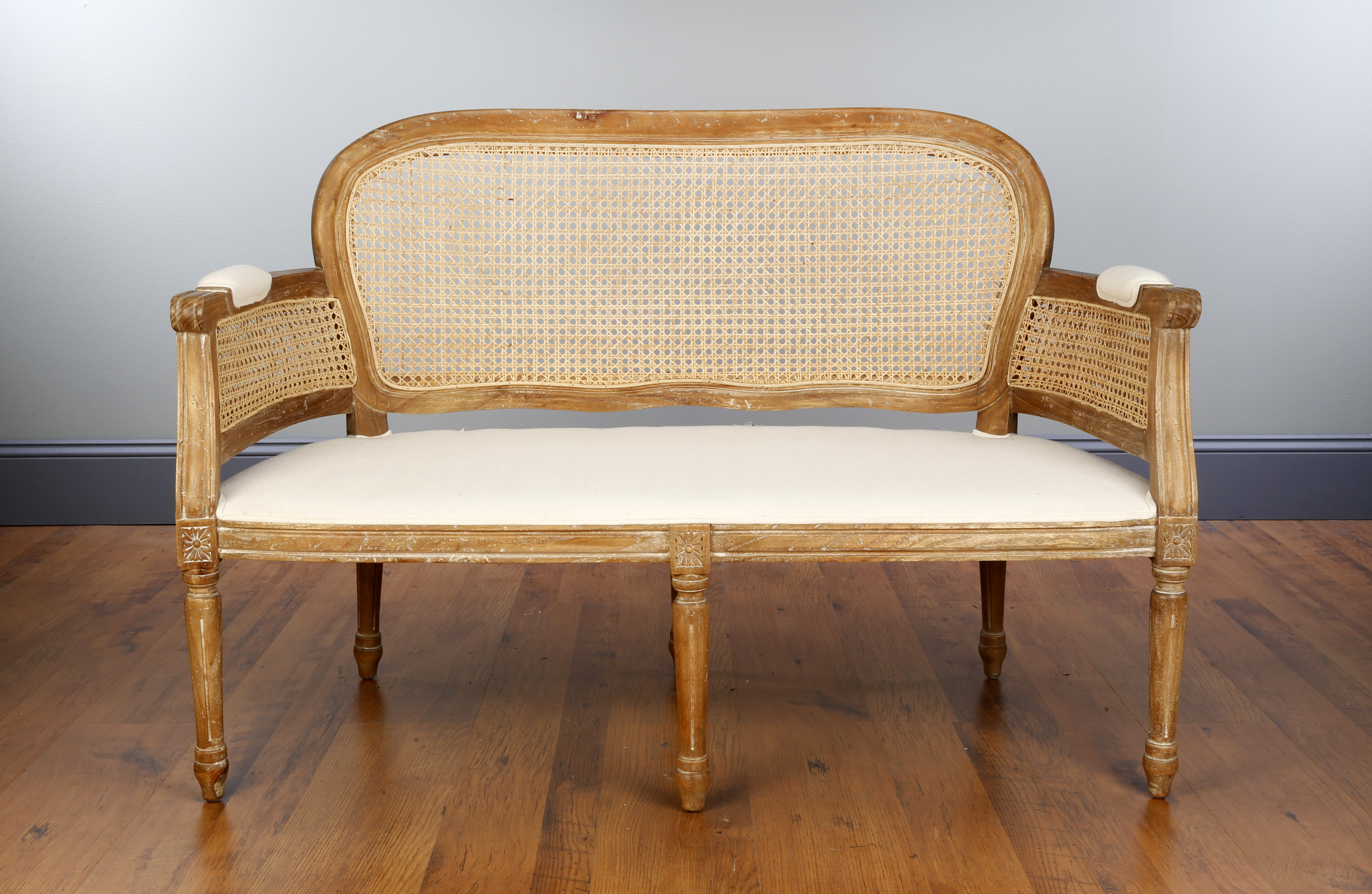 AA Importing 100% Linen Upholstered Bench