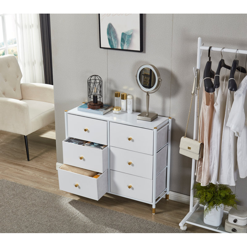 Commode 6 tiroirs 23102, Blanc