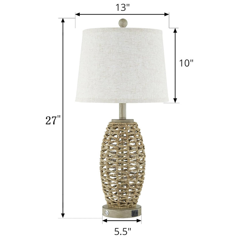 Ensemble de 2 lampes de table 27 po en rotin naturel