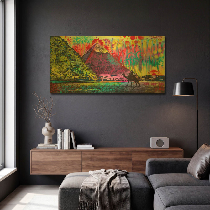 « Coucher de soleil à Khéops » de Dean Russo, tableau mural en métal doré, 122 cm x 61 cm, 48 po x 24 po