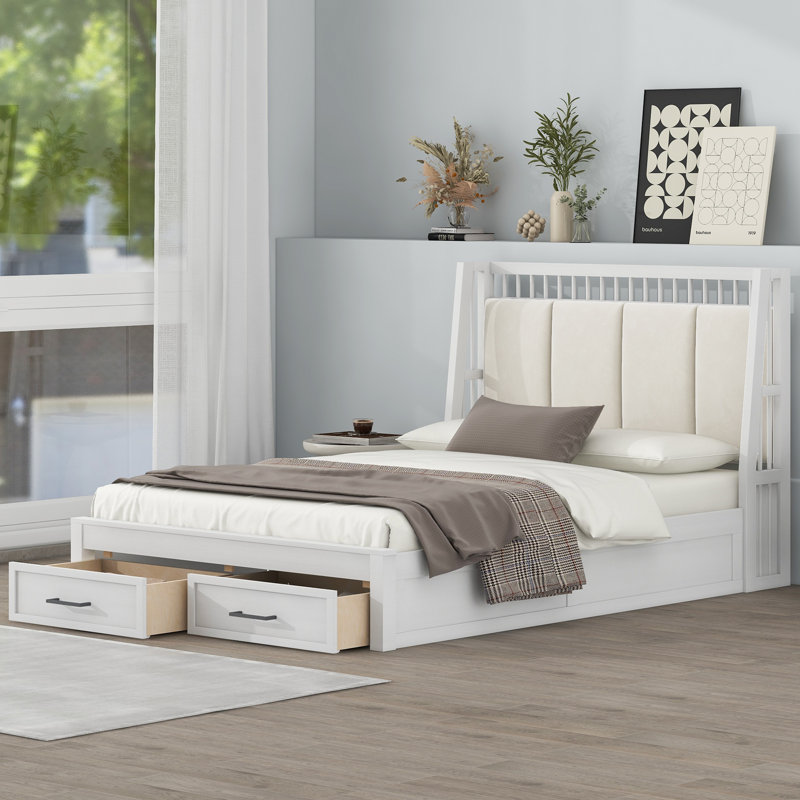 Lit plateforme Braconi avec matelas inclus, Double