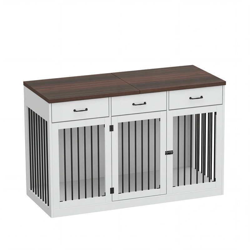 Meuble pour chien avec 3 tiroirs, Blanc/chêne