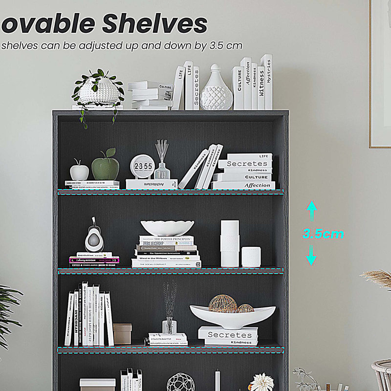 Bibliothèque 4 niveaux, Grey, (4 tablettes) H 48 po x l 33 po x P 11,6 po