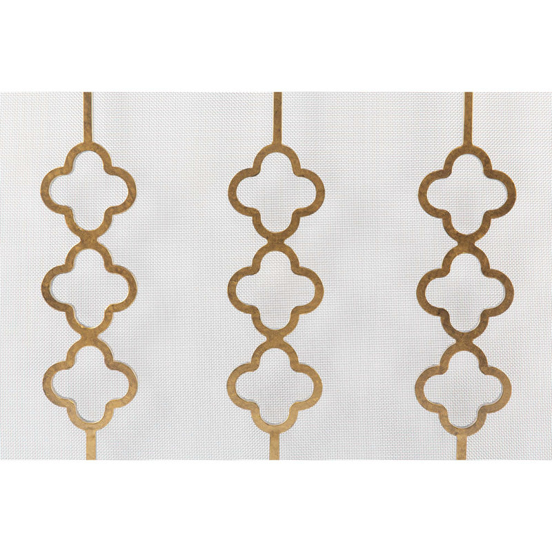 Quatrefoil Iron Fireplace Screen, Royal Gold