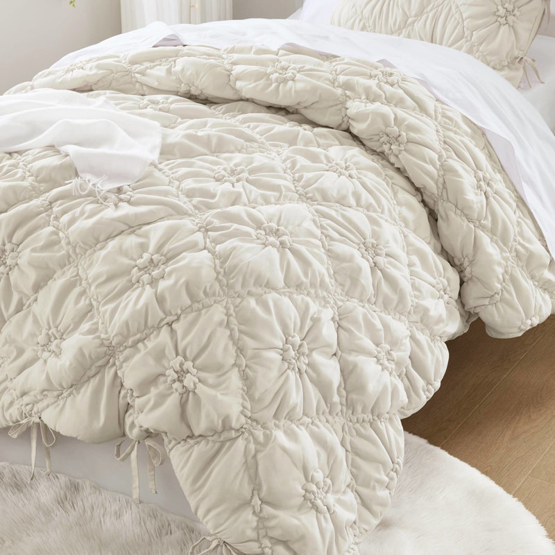 Édredon pour lit simple 2 pièces avec motif floral, douceur moelleuse et confort moelleux, microfibre, édredon toutes saisons lavable à la machine, jolis accents de courtepointe, chaleur douce et confortable