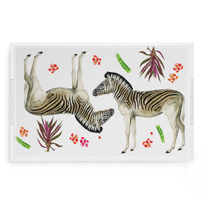 Zebra Seeing Double Acrylic Rectangle Decorative Tray