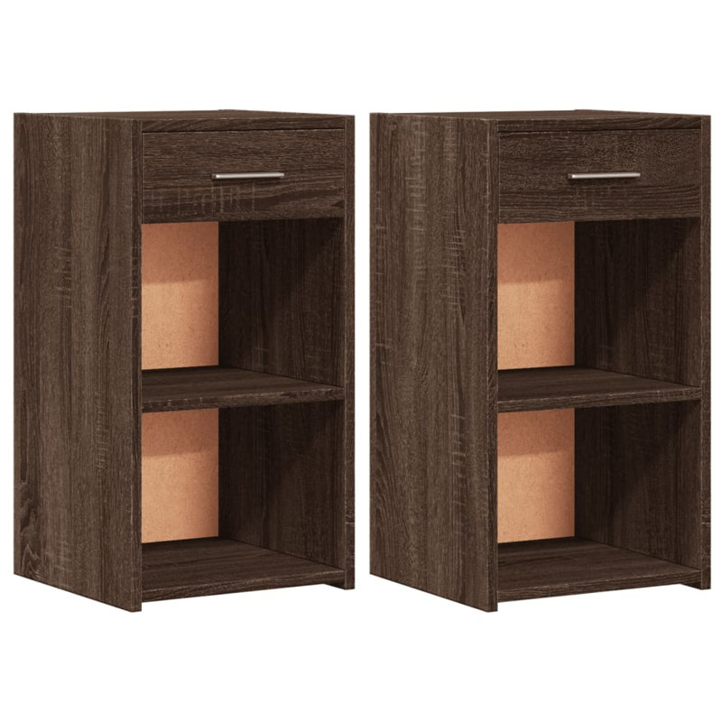 35cm W Manufactured Wood Bedside Table, Black, Set of 2