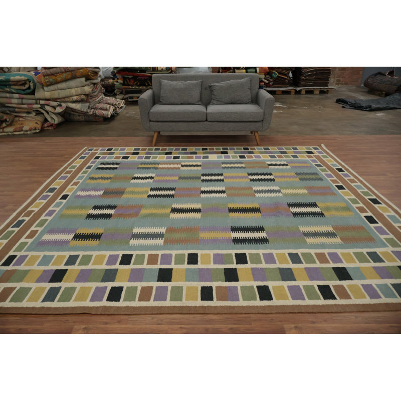 Geometric Kilim Square Wool Area Rug 10x10