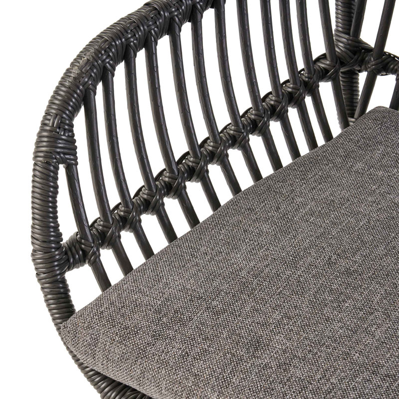 Chaise de patio avec coussins (ensemble de 2), Gris, Gris