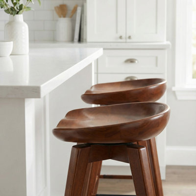 Saunderstown Swivel Solid Wood Counter Stool