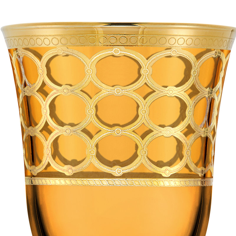 Verre à vin orné de bagues en or avec anneaux dorés Lorren Home Trends, ensemble de 4, Or