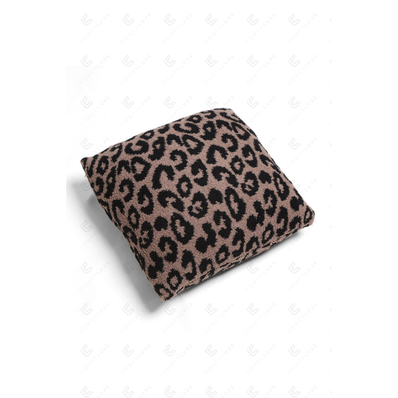Leopard Pattern Luxury Soft Cushion Cover - COFFEE, Coffee/Black