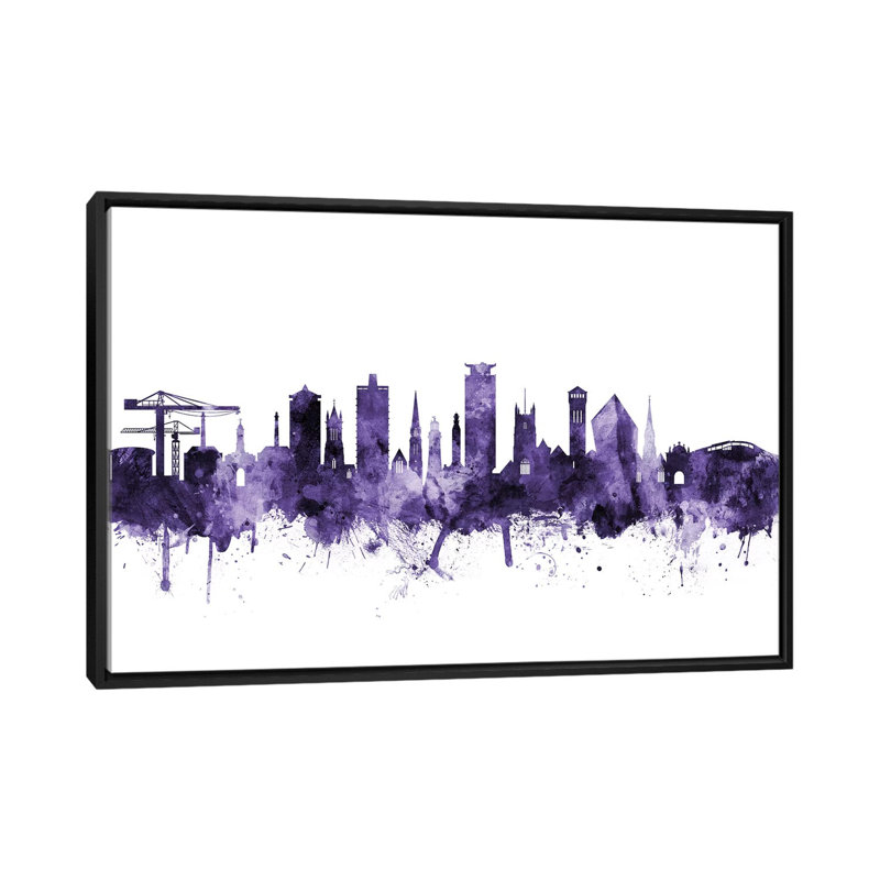«Plymouth, England Skyline» par Michael Tompsett - impression sur toile tendue, H 18 po x l 26 po x P 1,5 po, Pas de tapis