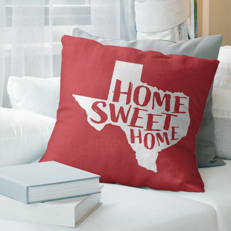 Coussin décoratif home, H 26 po x l 26 po, Texas , Rouge