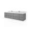 Teck flottant Cadge X P 22 po Meuble-lavabo double en D naturel clair avec bordure en bord de mer Empira blanc quartz