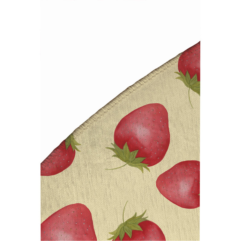 Summer Strawberries Outdoor Rug, Round 5'