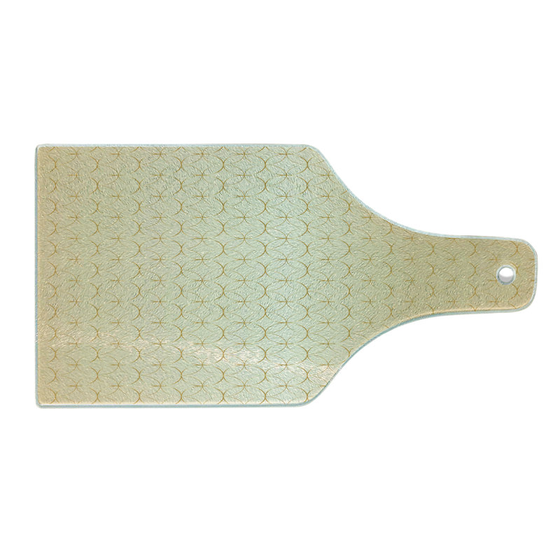 Ambesonne Beige Tempered Glass Cutting Board Geometric Gold Patterns Pale Peach Brown