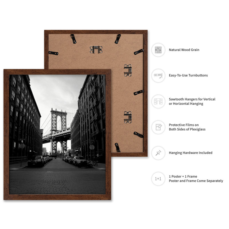 Rues de Brooklyn, Poster, 24"H x 32"W, Brown Framed