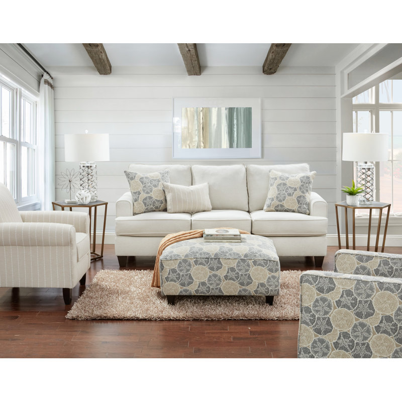 Repose-pieds Eurielle, Option de tissu gris / beige