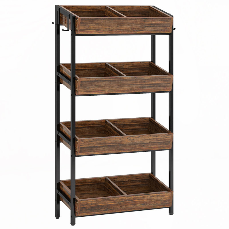 4-Tier Retail Display Rack with Hooks